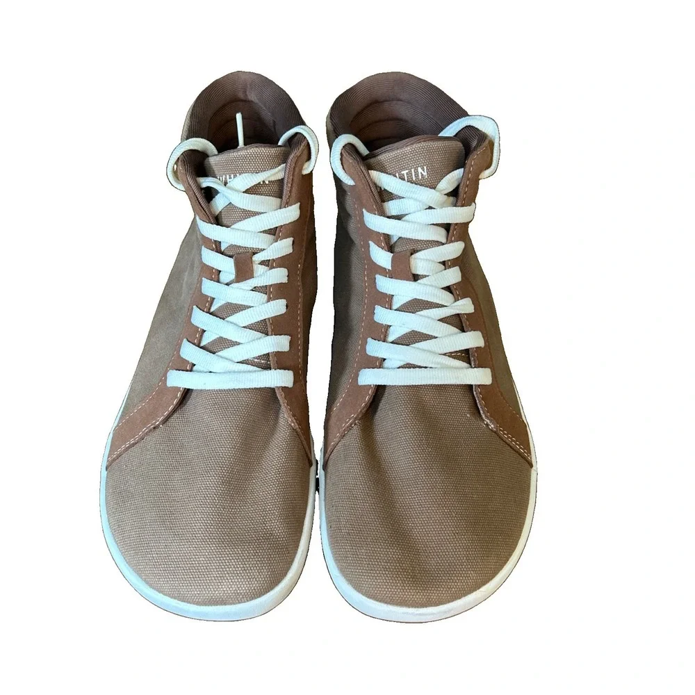 WHITIN Men's Hi-top Minimalist Barefoot Sneakers Brown Size EU 45 | US 12